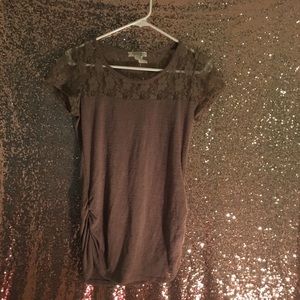 brown lace shirt